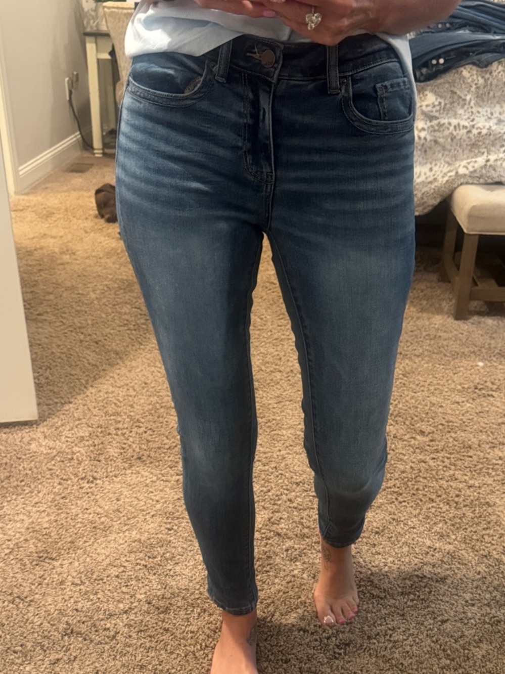 BKE Dark Blue High-Rise Cropped Skinny Jeans 26x29.5